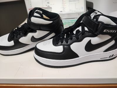 Stussy × Nike Air Force 1 Mid "Black and Light Bone"