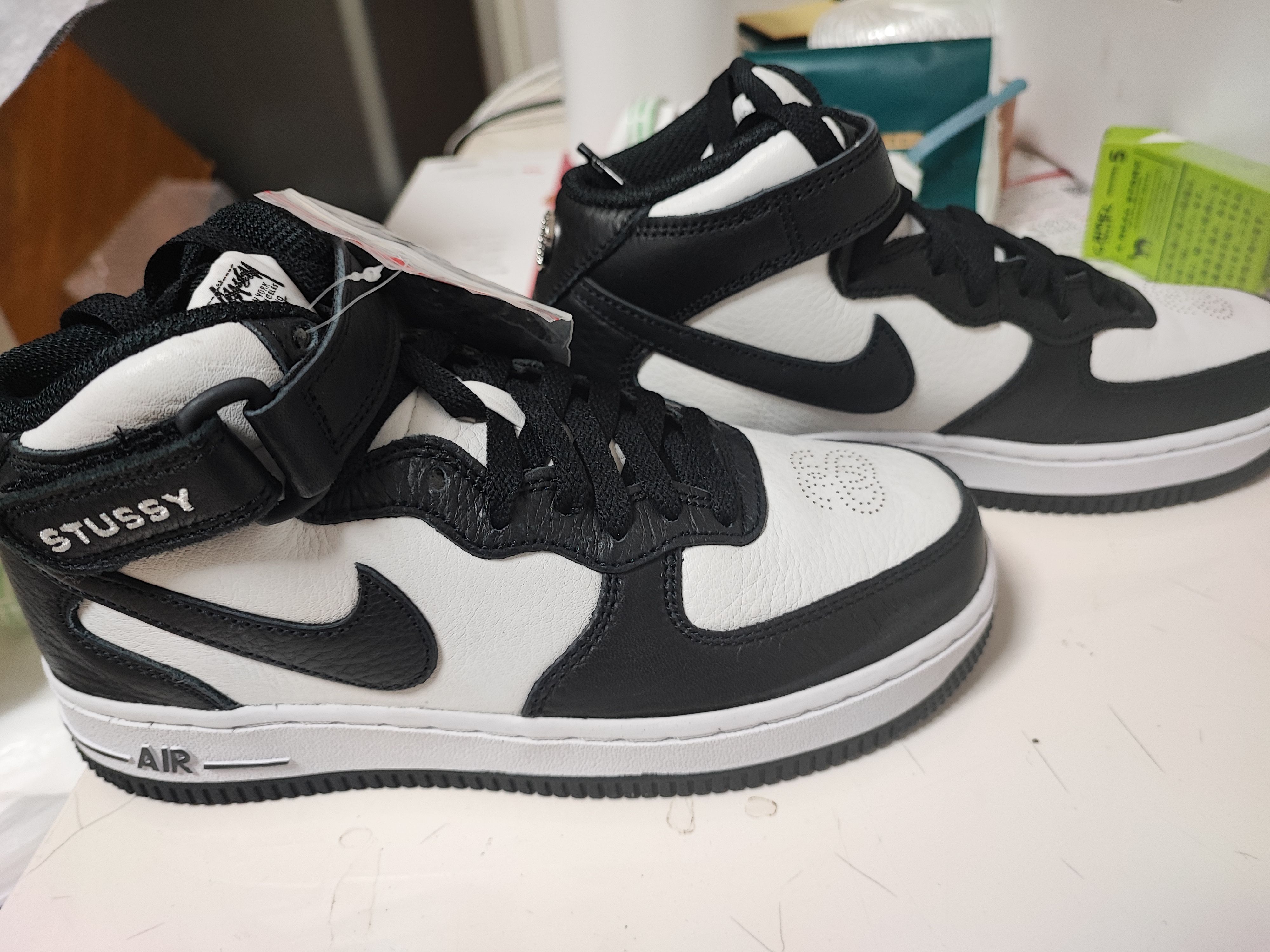 Stussy × Nike Air Force 1 Mid "Black and Light Bone"