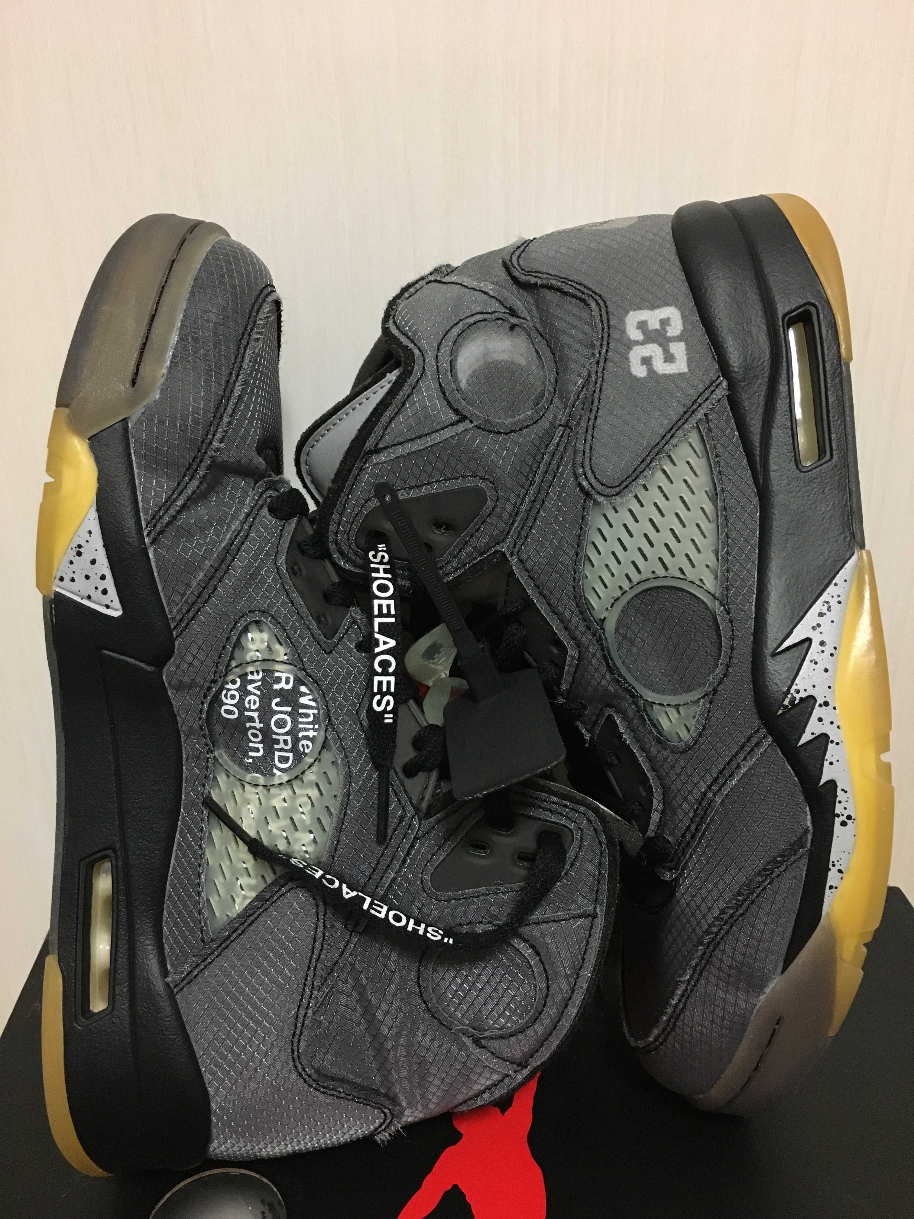 Off-White × Nike Air Jordan 5 "Black/Muslin/Fire Red"