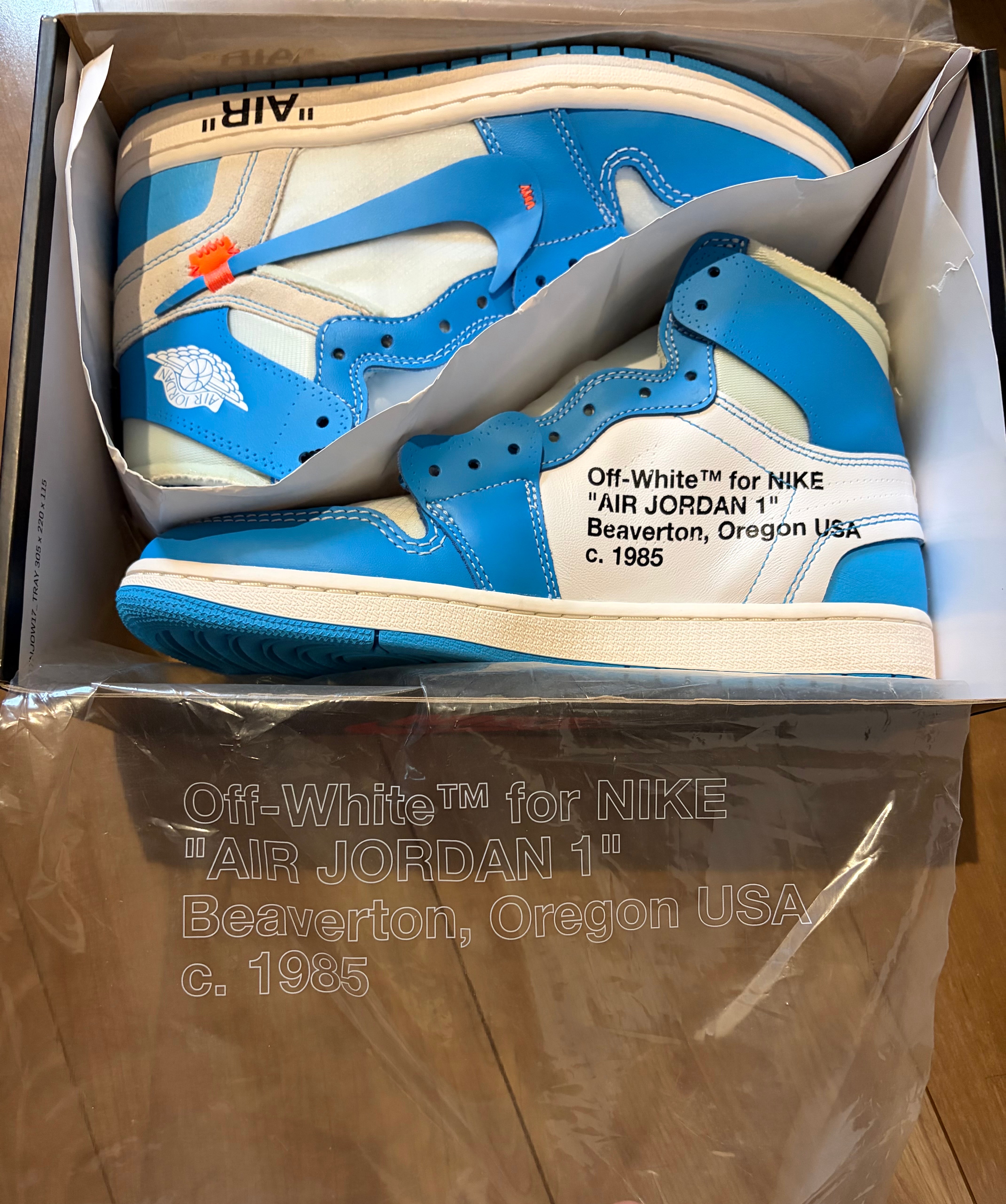 Off-White × Nike Air Jordan 1 High UNC "White/Dark Powder Blue"