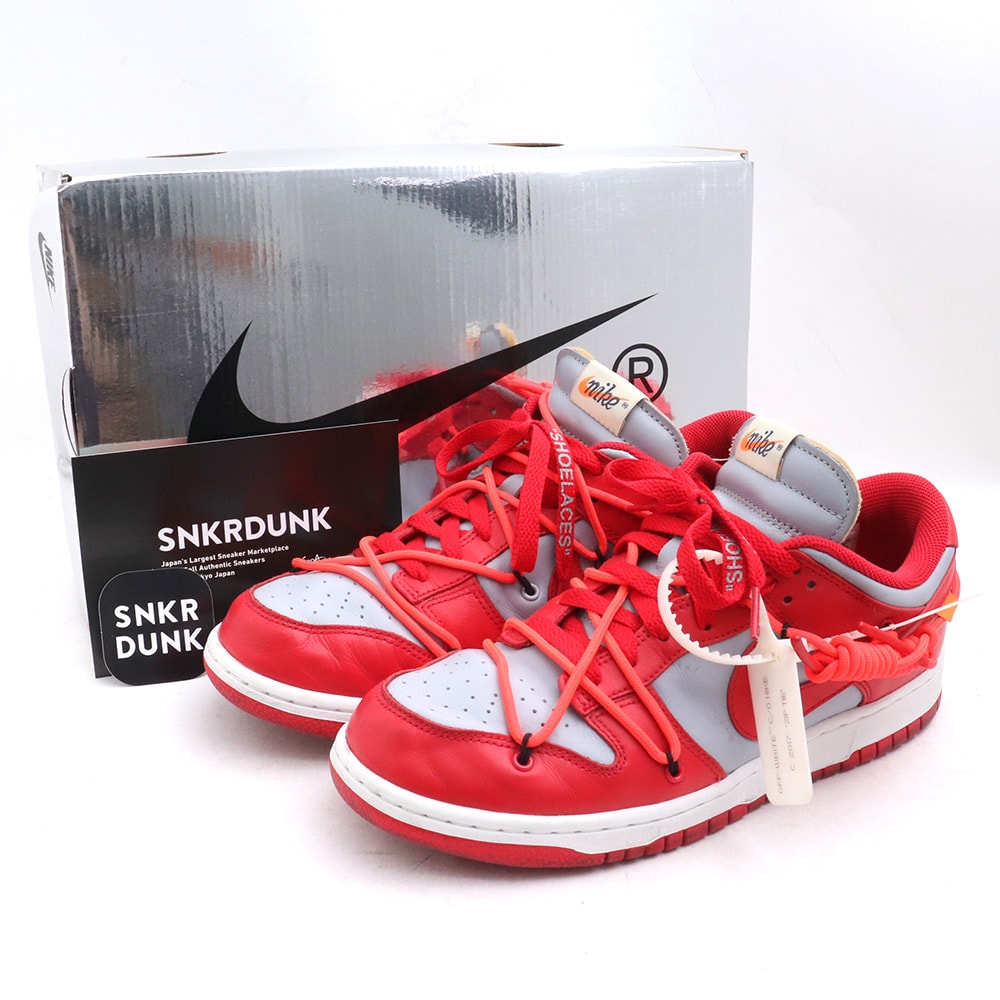 Off-White × Nike Dunk Low "University Red/Wolf Grey"