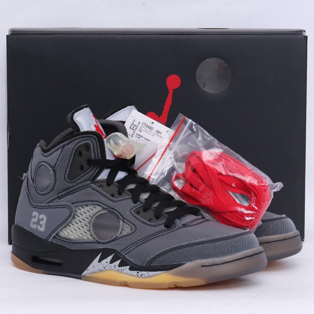Off-White × Nike Air Jordan 5 "Black/Muslin/Fire Red"