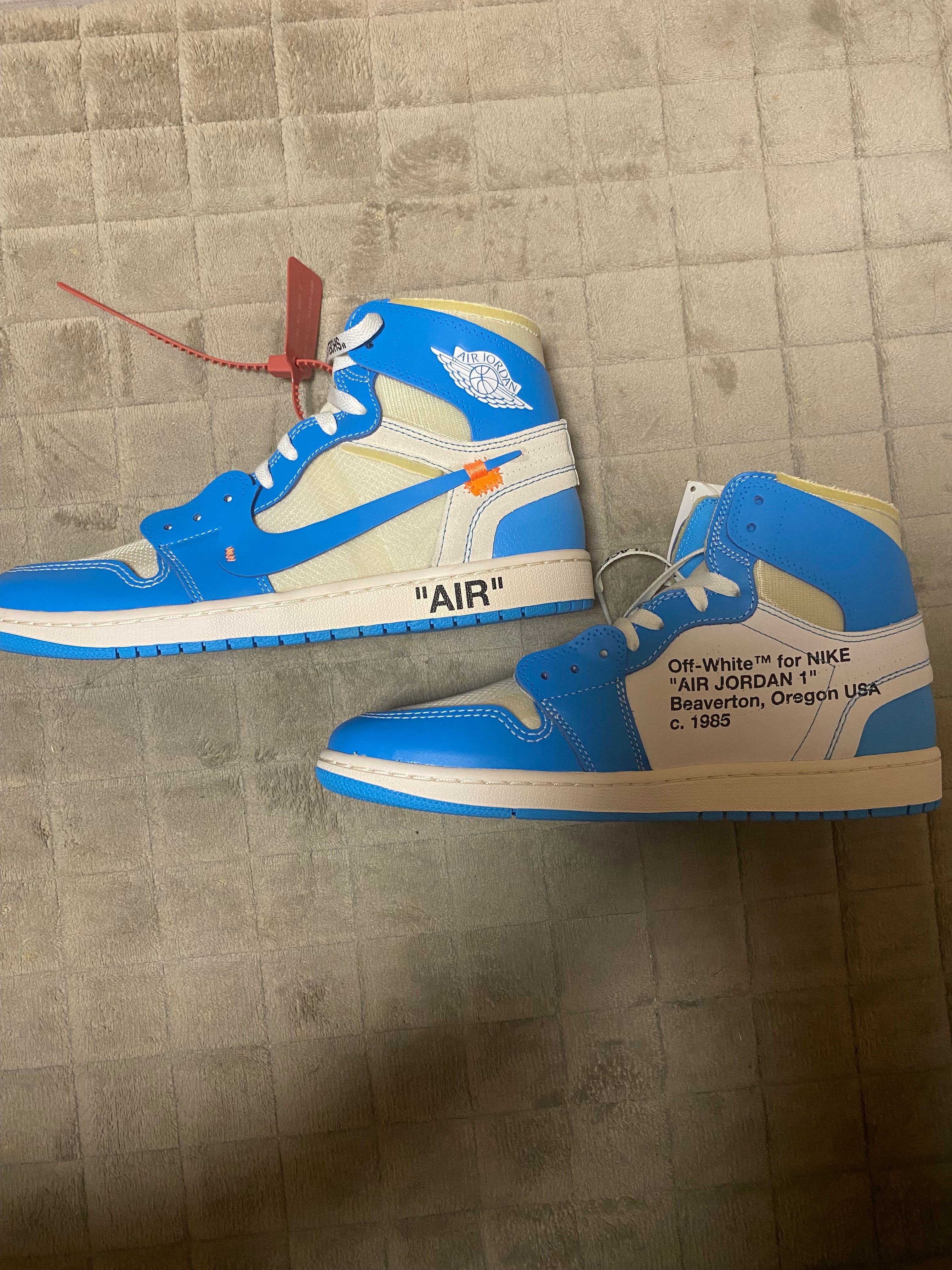Off-White × Nike Air Jordan 1 High UNC "White/Dark Powder Blue"