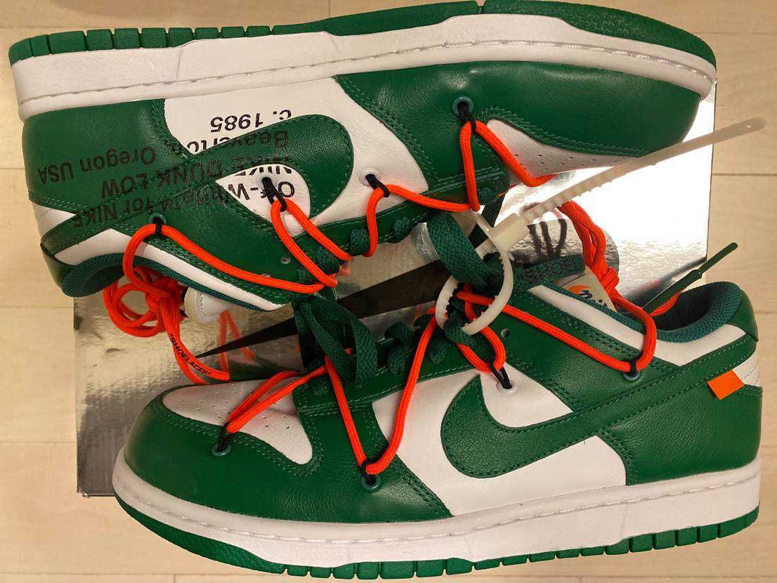 Off-White × Nike Dunk Low "White/Pine Green"