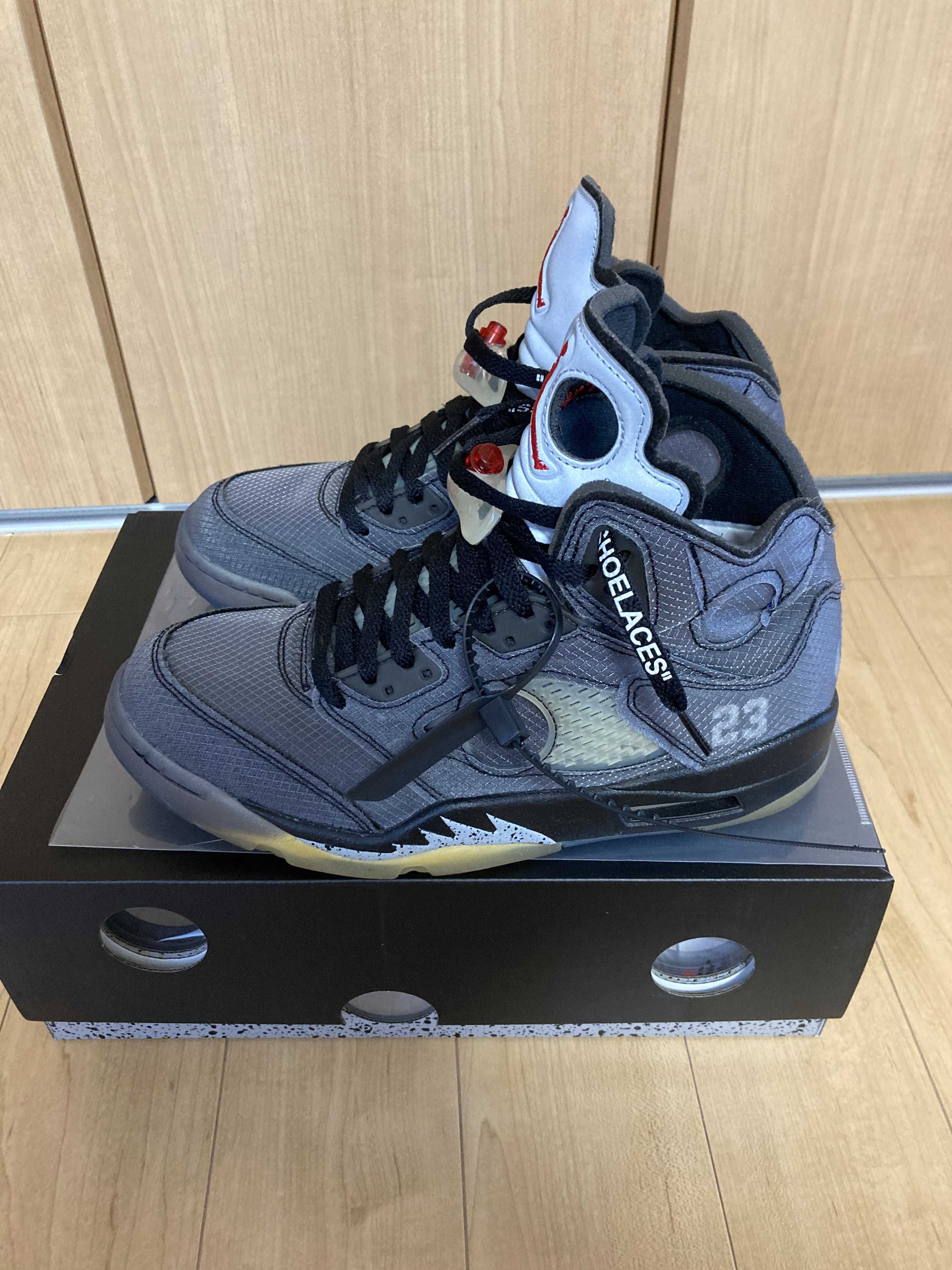 Off-White × Nike Air Jordan 5 "Black/Muslin/Fire Red"