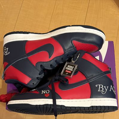 Supreme × Nike SB Dunk High By Any Means "Red/Navy-White"