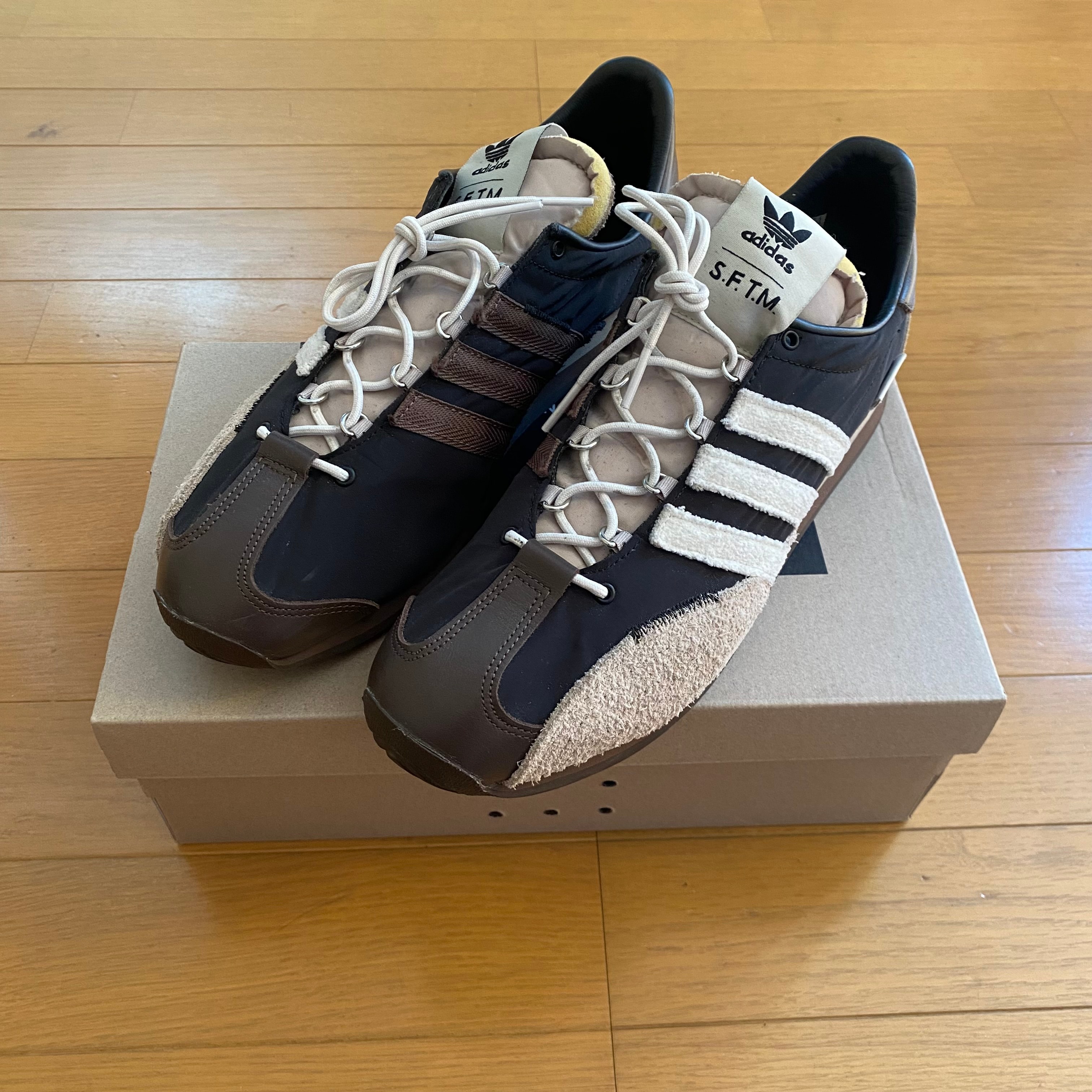 Song for the Mute × adidas Country OG Low Trainers "Core Black/Core White/Wonder Beige"