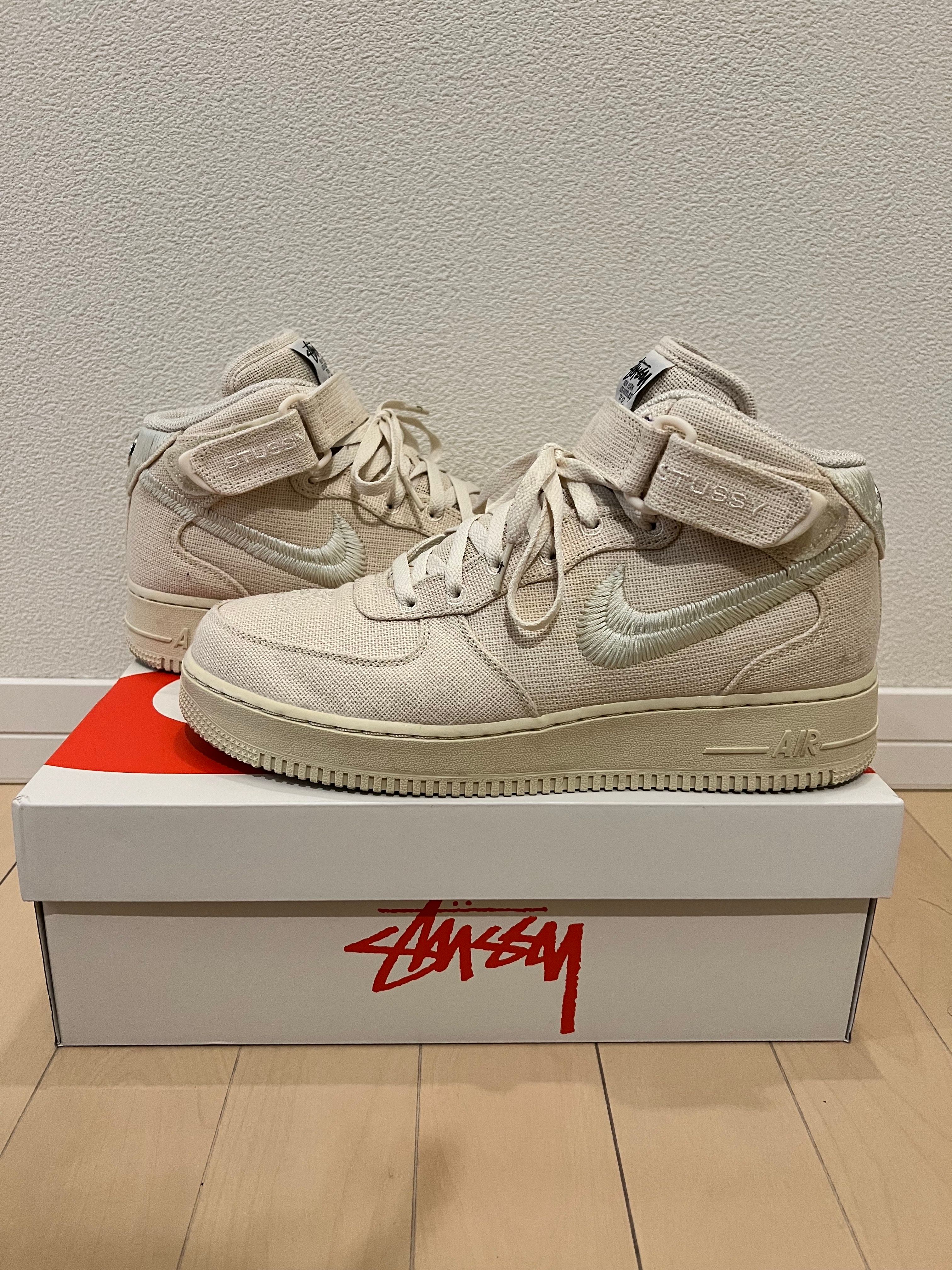 Stussy × Nike Air Force 1 Mid "Fossil Stone"