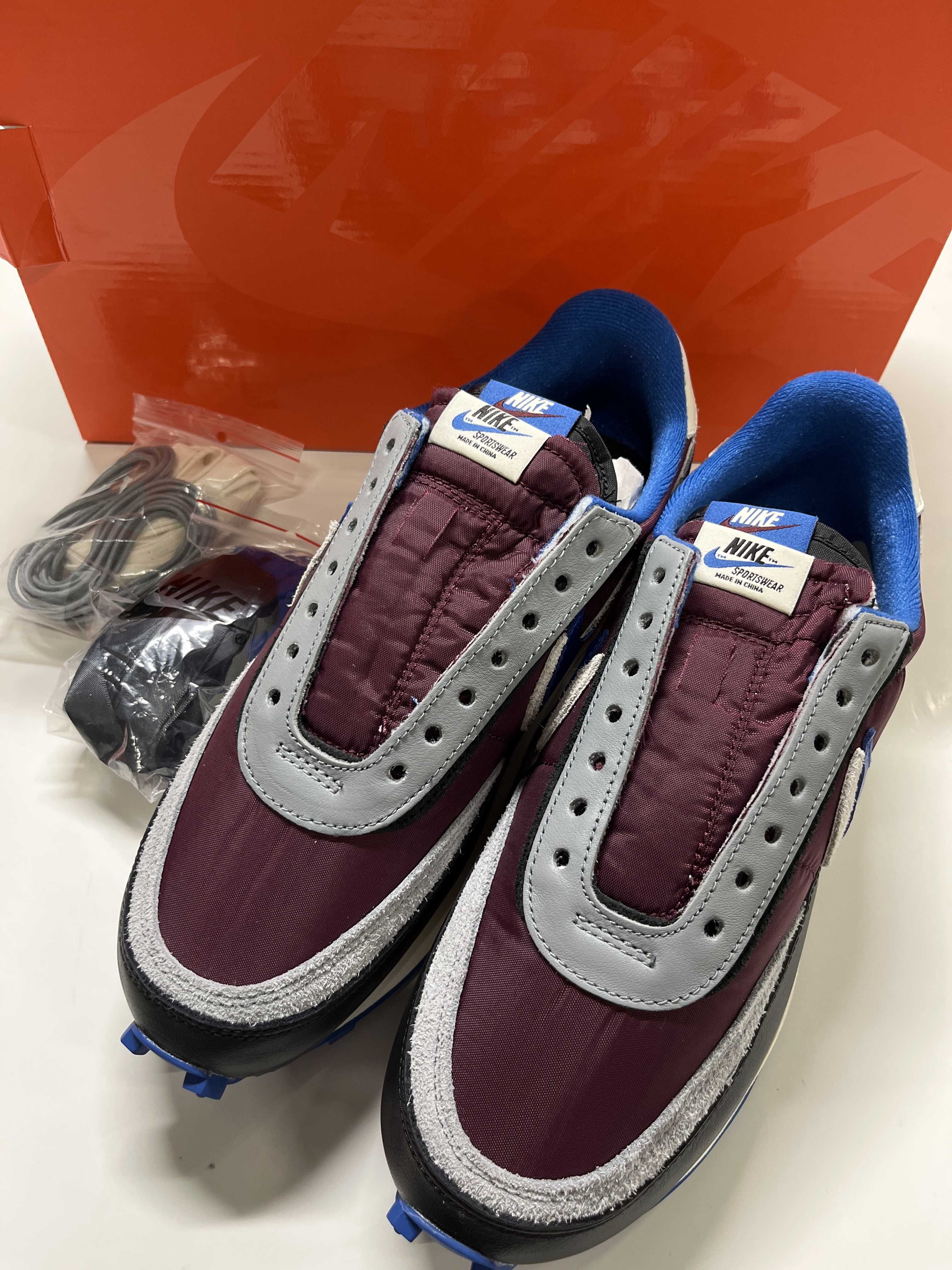 UNDERCOVER × sacai × Nike LD Waffle "Night Maroon/Pale Ivory-Ground Grey-Team Royal"