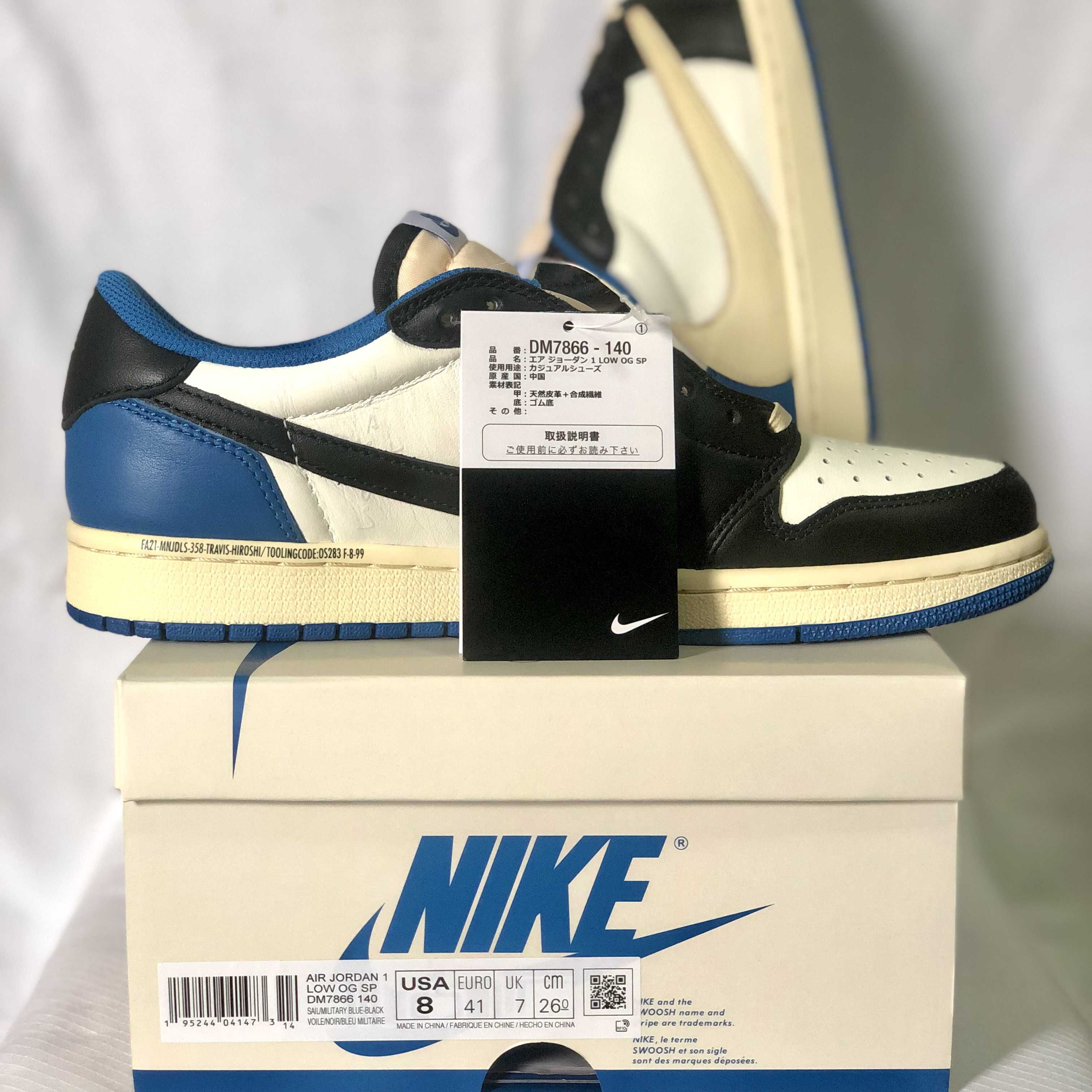 Travis Scott × fragment design × Nike Air Jordan 1 Low OG SP "Military Blue"