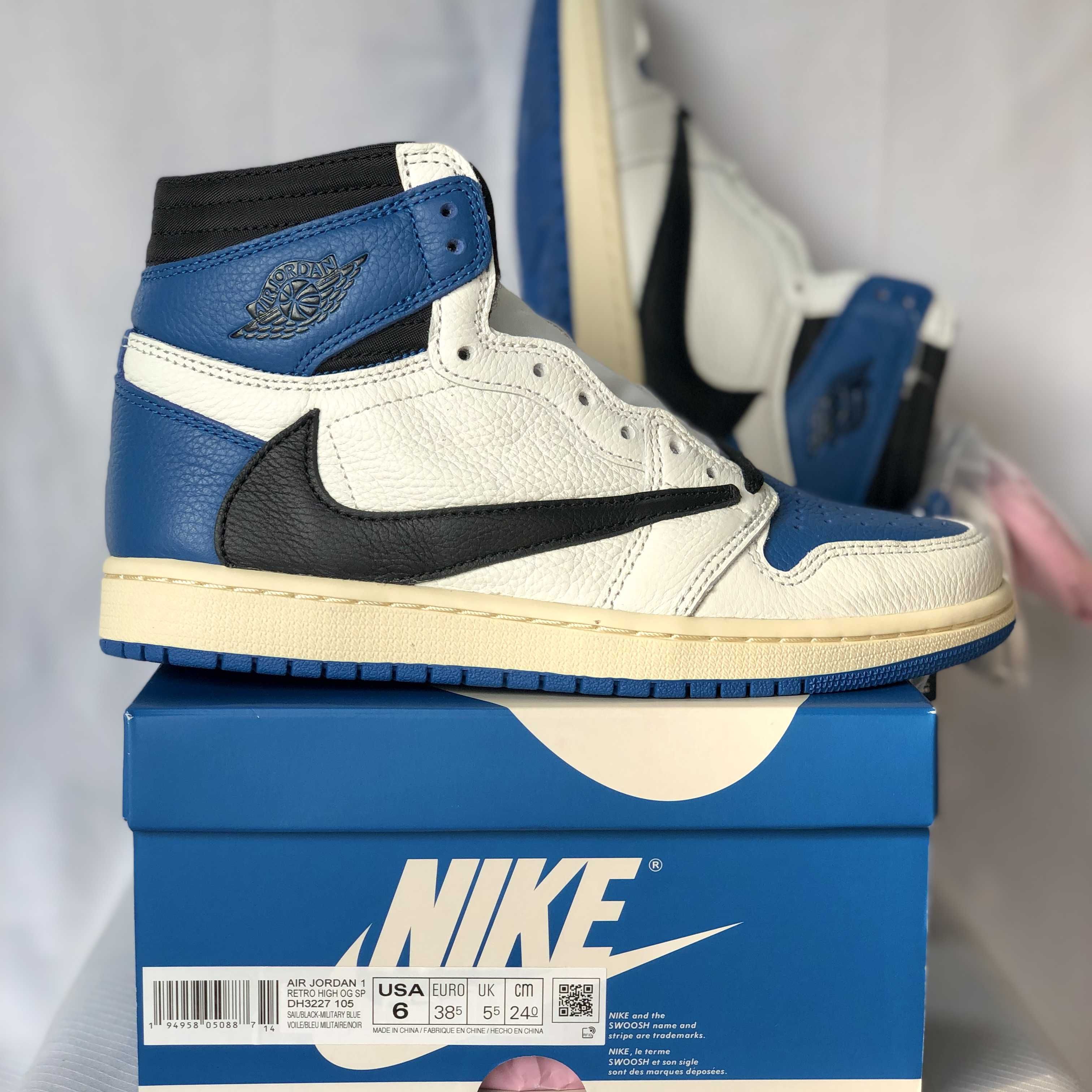 Travis Scott × fragment design × Nike Air Jordan 1 Retro High OG SP "Military Blue"