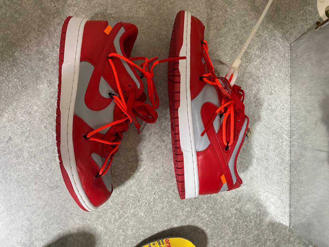 Off-White × Nike Dunk Low "University Red/Wolf Grey"