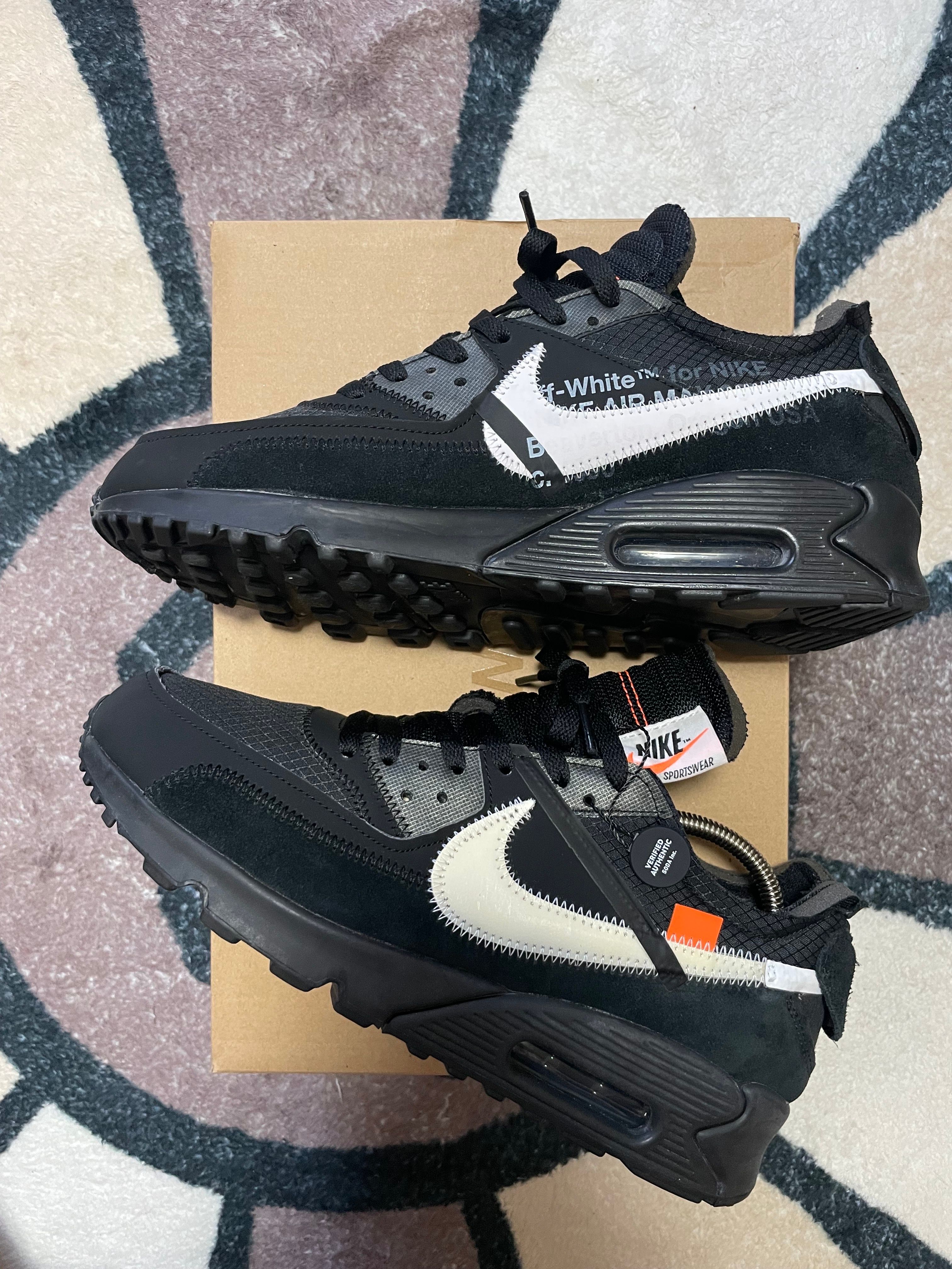 Off-White × Nike Air Max 90 "Black/Black-Cone-White"
