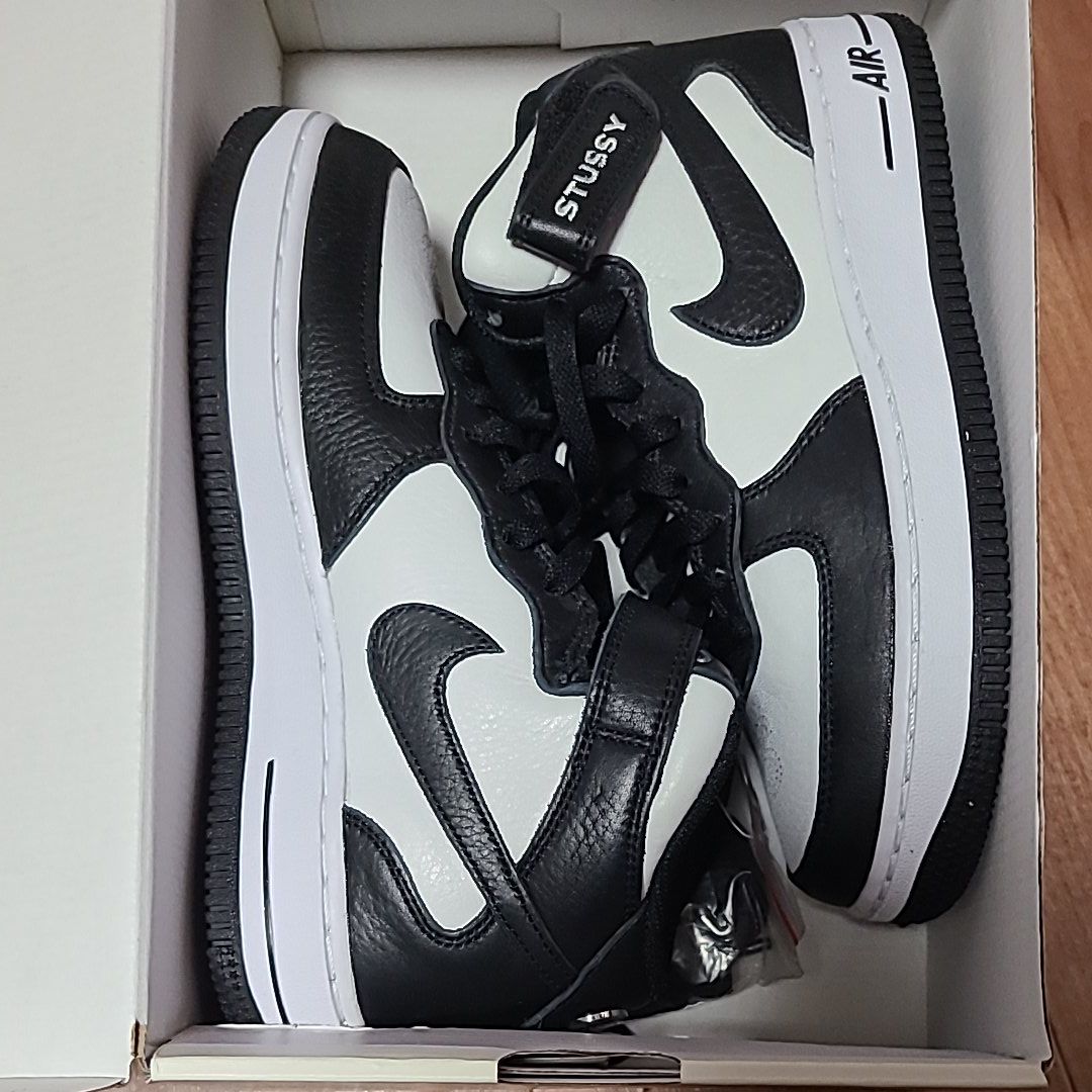 Stussy × Nike Air Force 1 Mid "Black and Light Bone"