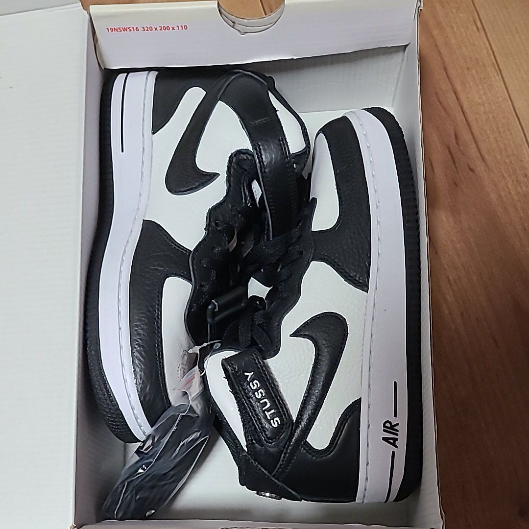 Stussy × Nike Air Force 1 Mid "Black and Light Bone"