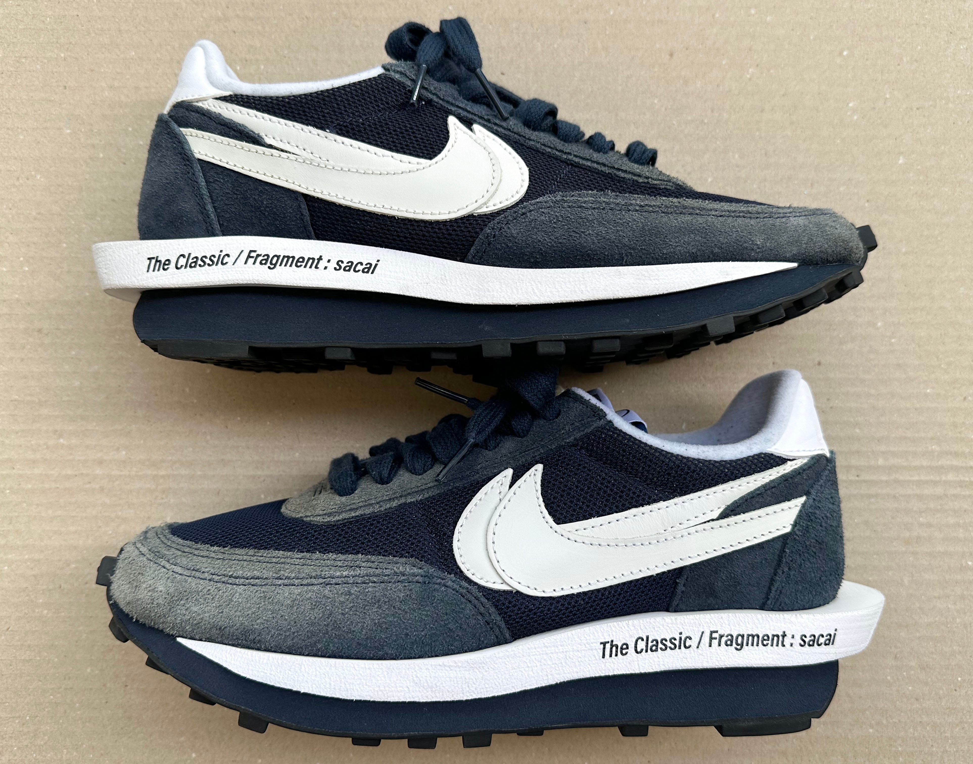 fragment design × sacai × Nike LD Waffle "Blackended Blue"