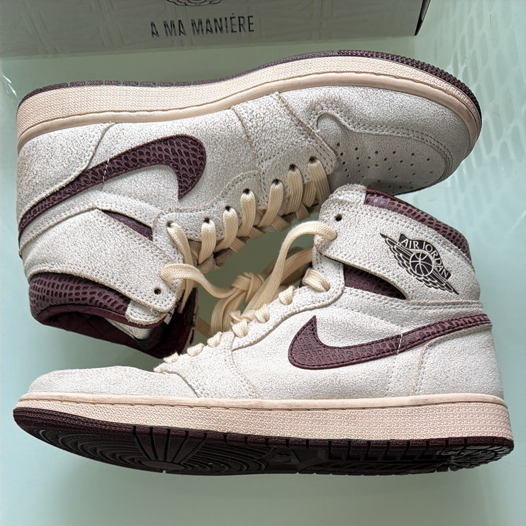A Ma Maniere × Nike Air Jordan 1 Retro High OG "Sail and Burgundy"
