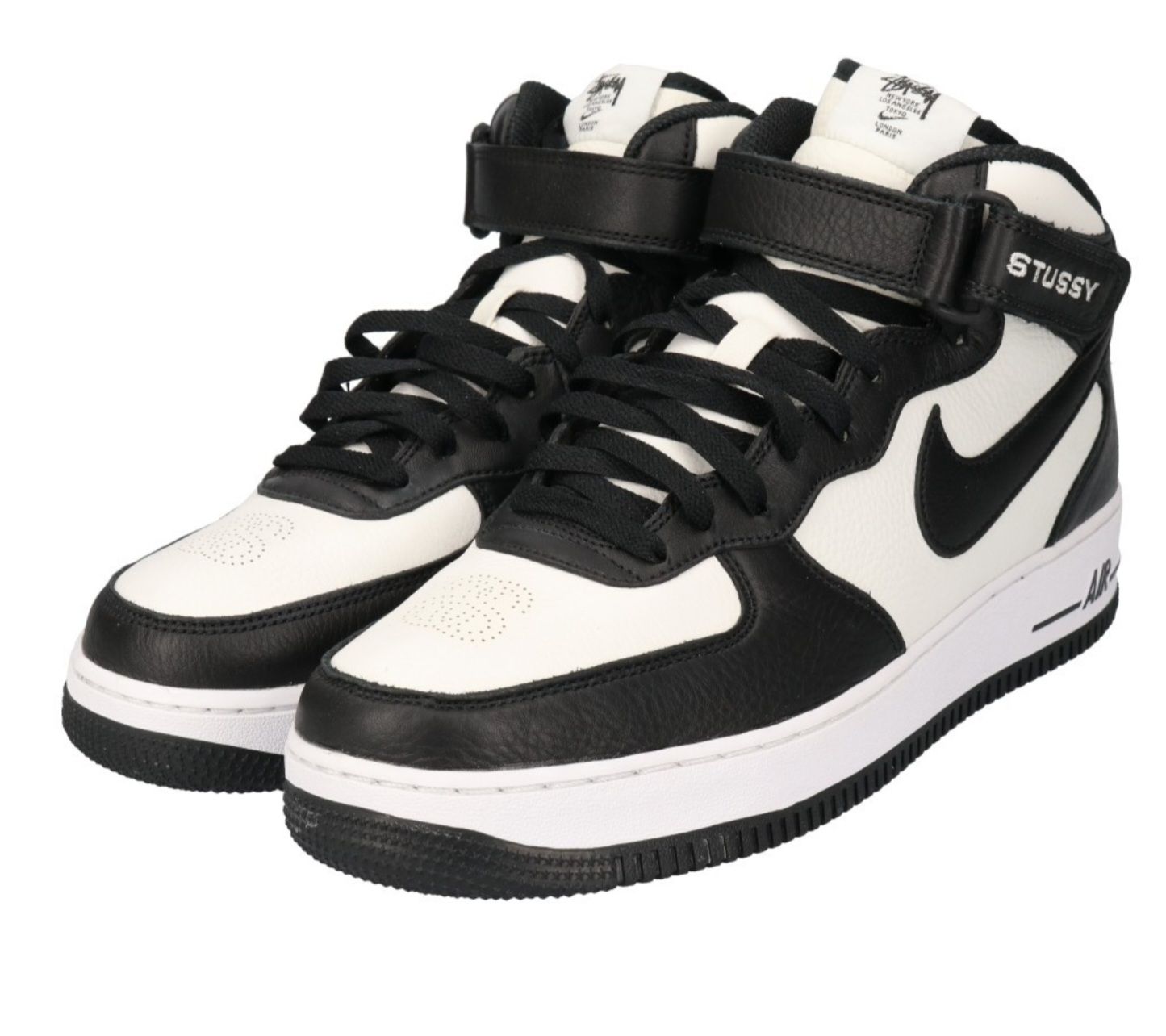 Stussy × Nike Air Force 1 Mid "Black and Light Bone"