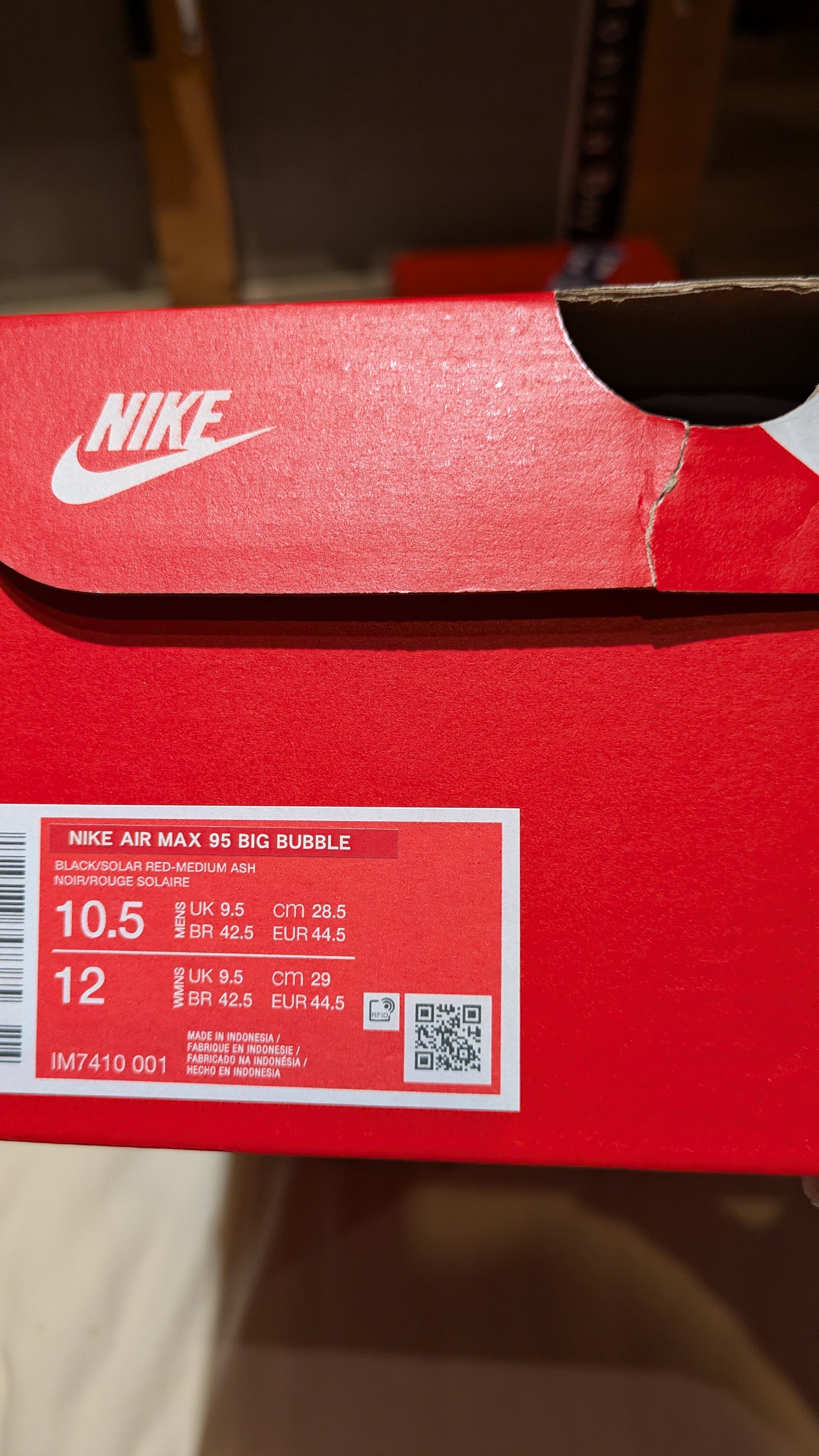 Nike Air Max 95 OG Big Bubble "Medium Ash/Solar Red"