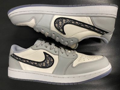 Dior × Nike Air Jordan 1 Low OG "Wolf Grey/Black-Sail-White"