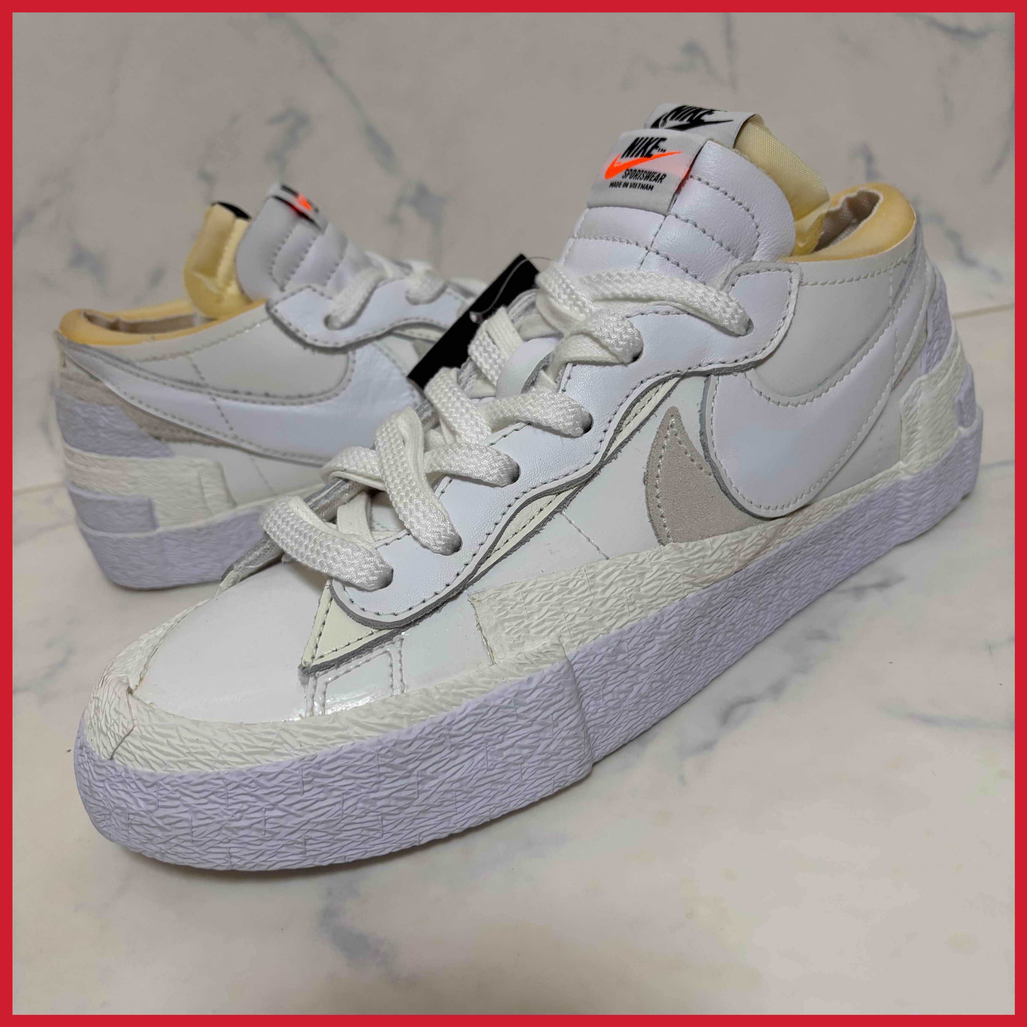 sacai × Nike Blazer Low "White Patent Leather"