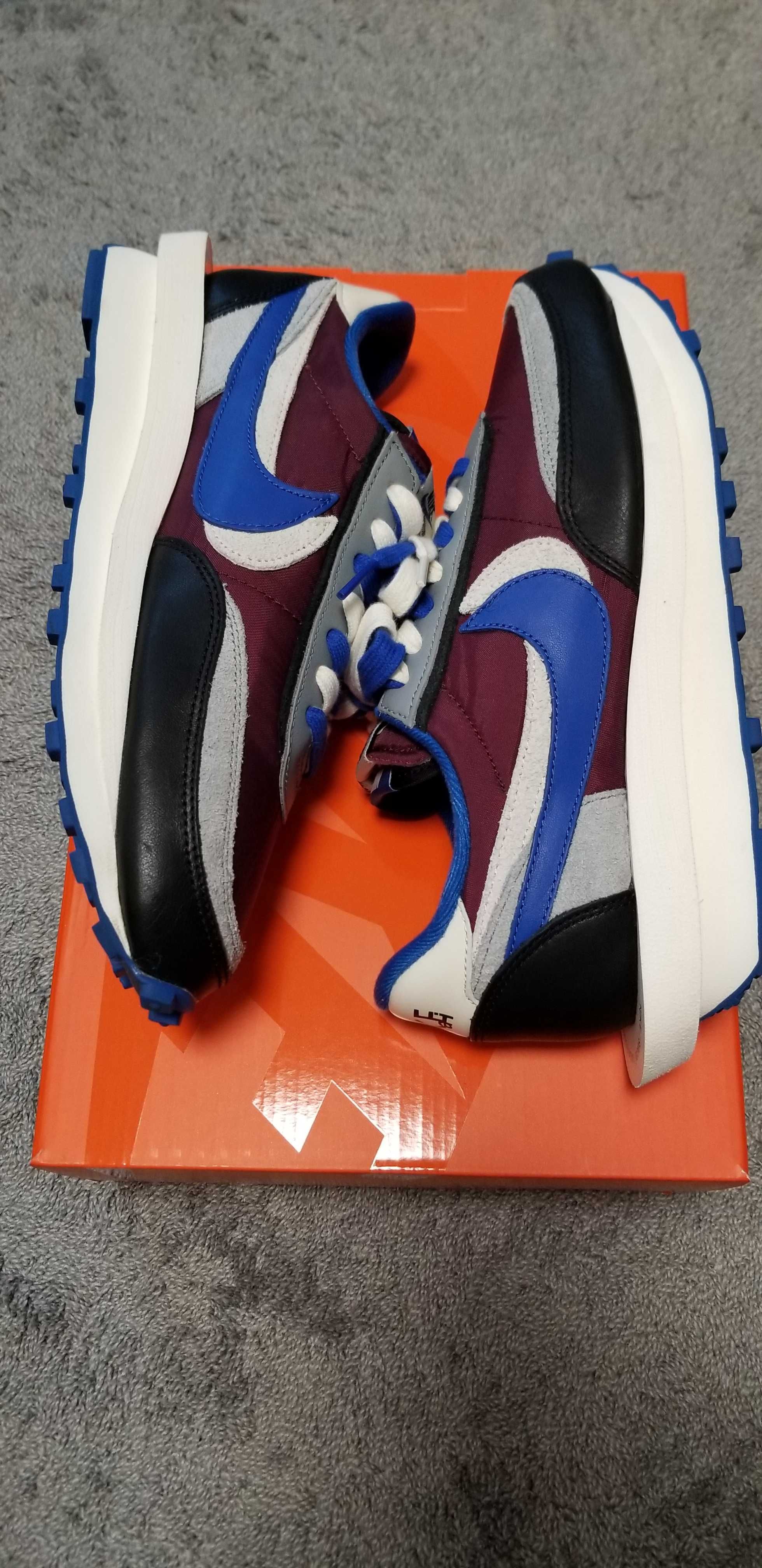 UNDERCOVER × sacai × Nike LD Waffle "Night Maroon/Pale Ivory-Ground Grey-Team Royal"