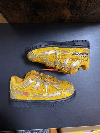 Off-White × Nike TD Air Rubber Dunk "University Gold"