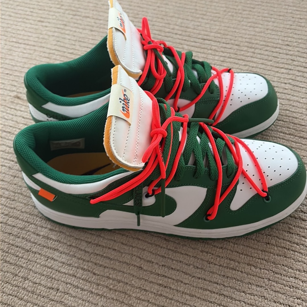 Off-White × Nike Dunk Low "White/Pine Green"