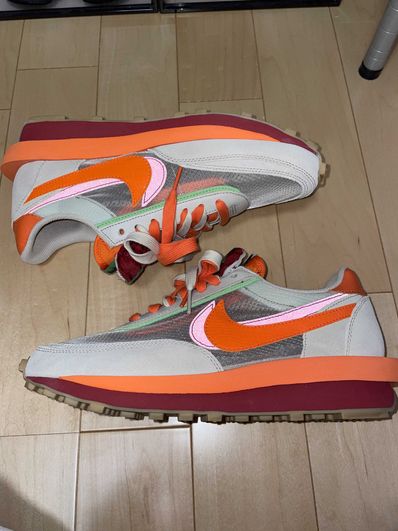 CLOT × Sacai × Nike LD Waffle "Orange Blaze"