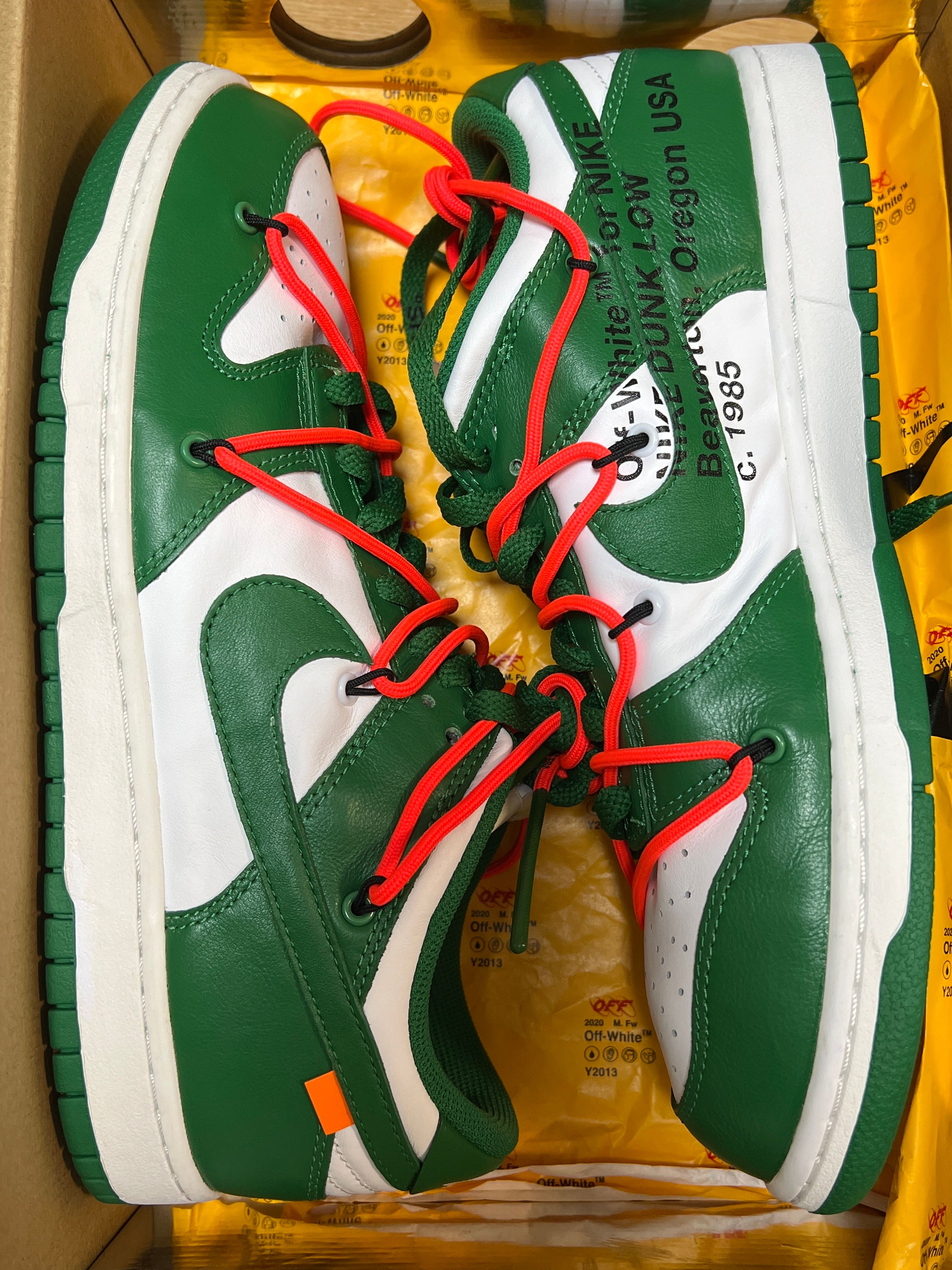 Off-White × Nike Dunk Low "White/Pine Green"