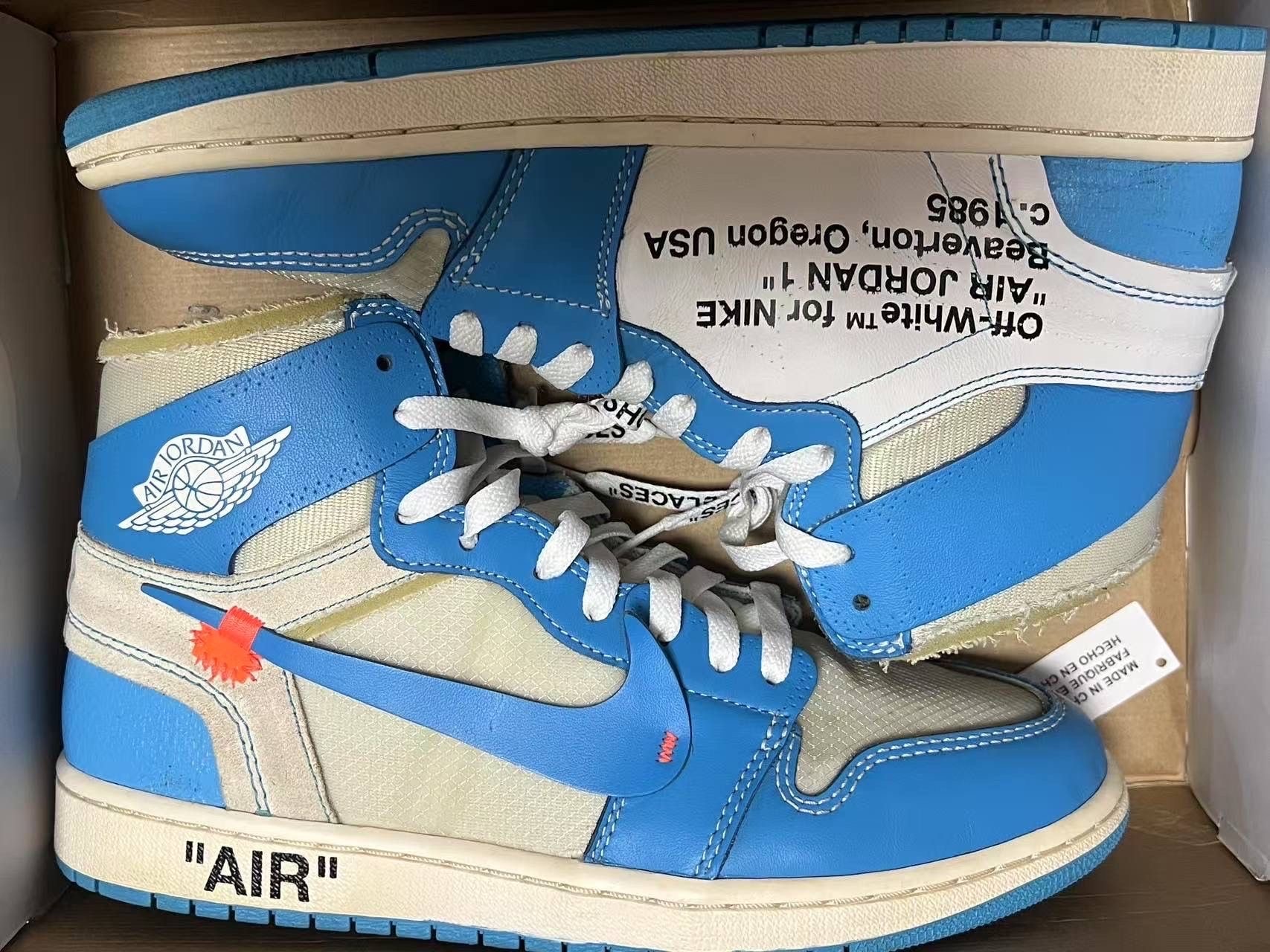 Off-White × Nike Air Jordan 1 High UNC "White/Dark Powder Blue"