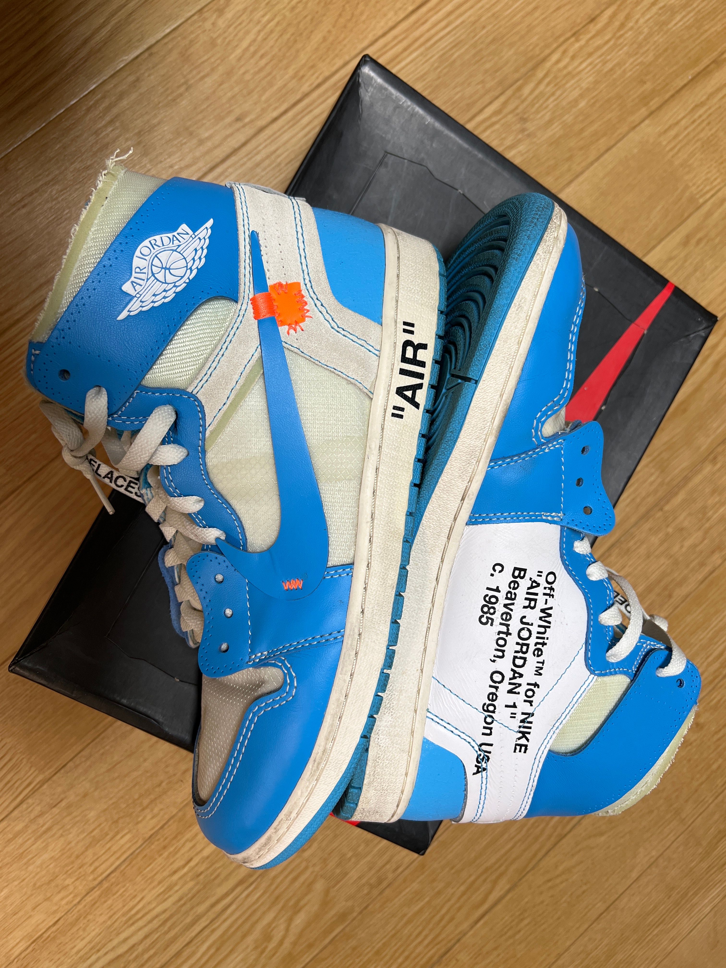 Off-White × Nike Air Jordan 1 High UNC "White/Dark Powder Blue"