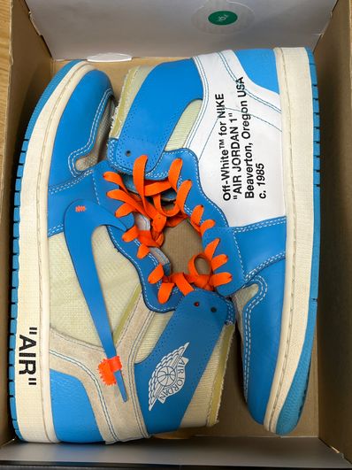 Off-White × Nike Air Jordan 1 High UNC "White/Dark Powder Blue"