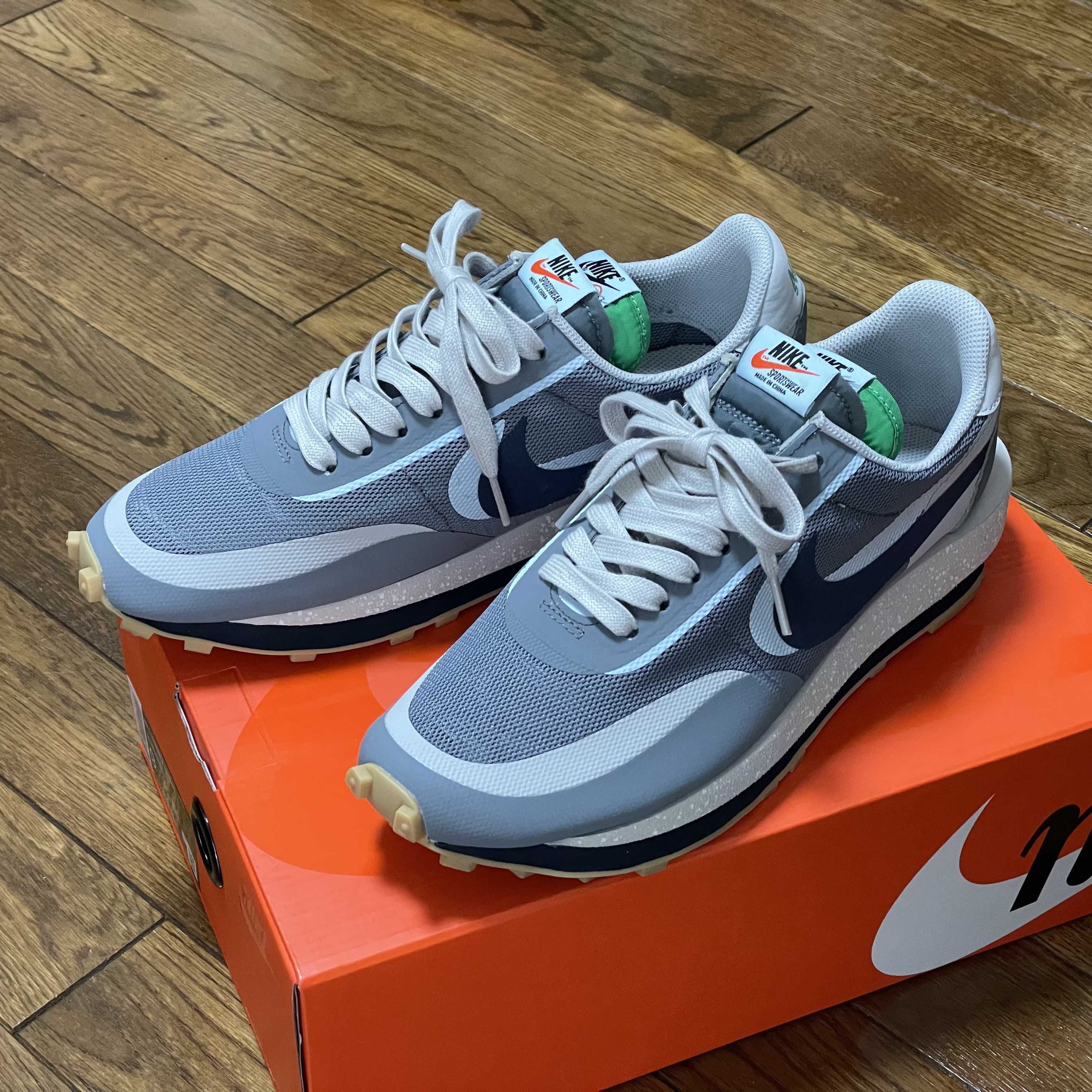 CLOT × Sacai × Nike LD Waffle "Grey Obsidian/Cool Grey"