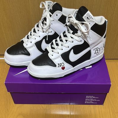 Supreme × Nike SB Dunk High By Any Means "White Black"