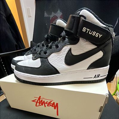 Stussy × Nike Air Force 1 Mid "Black and Light Bone"