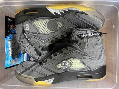 Off-White × Nike Air Jordan 5 "Black/Muslin/Fire Red"