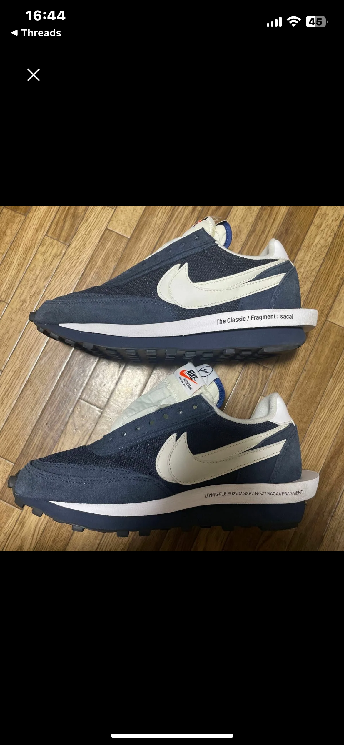 Fragment × sacai × Nike LD Waffle "Blackended Blue"