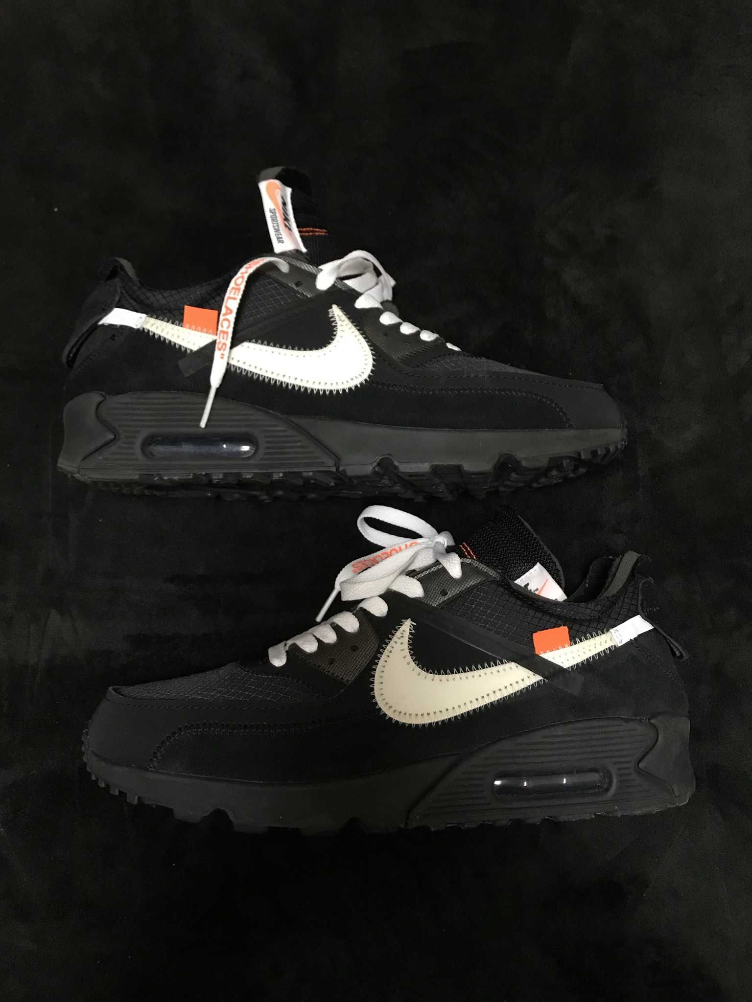 Off-White × Nike Air Max 90 "Black/Black-Cone-White"