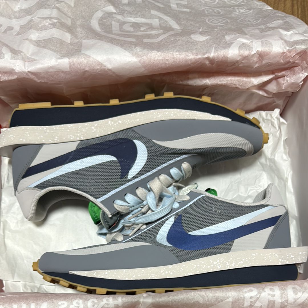 CLOT × Sacai × Nike LD Waffle "Grey Obsidian/Cool Grey"