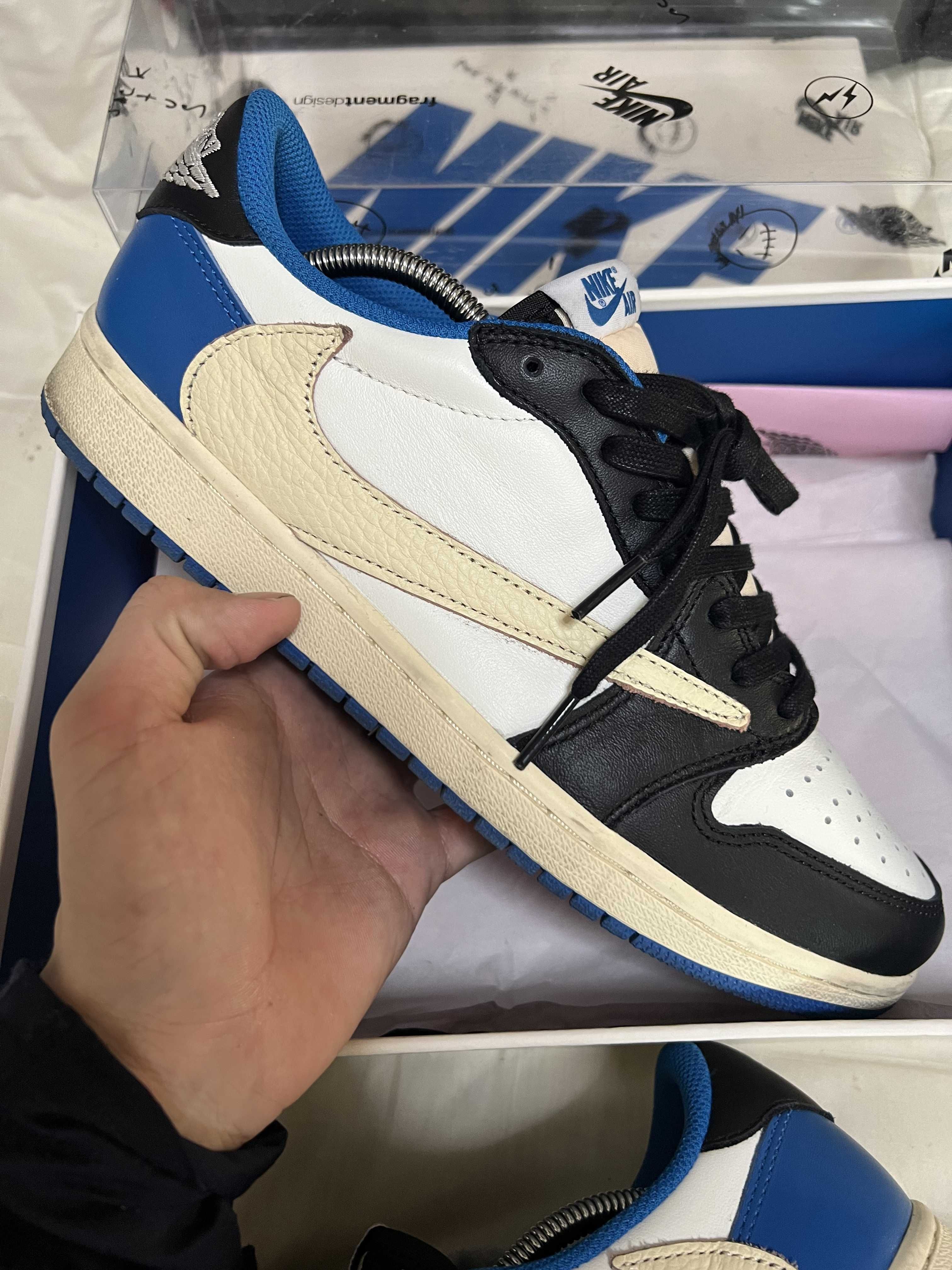 Travis Scott × fragment design × Nike Air Jordan 1 Low OG SP "Military Blue"