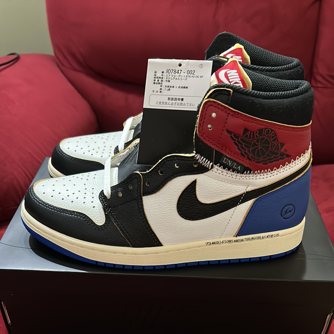 fragment design × UNION × Nike Air Jordan 1 High OG "Black/Varsity Red"