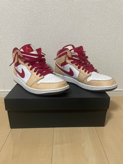 Nike Air Jordan 1 Mid "Beige/Cardinal Red"