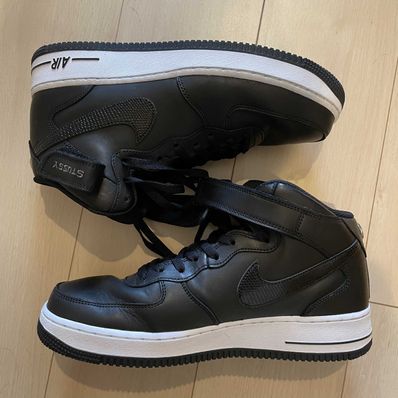 Stussy × Nike Air Force 1 Mid "Black/Black"