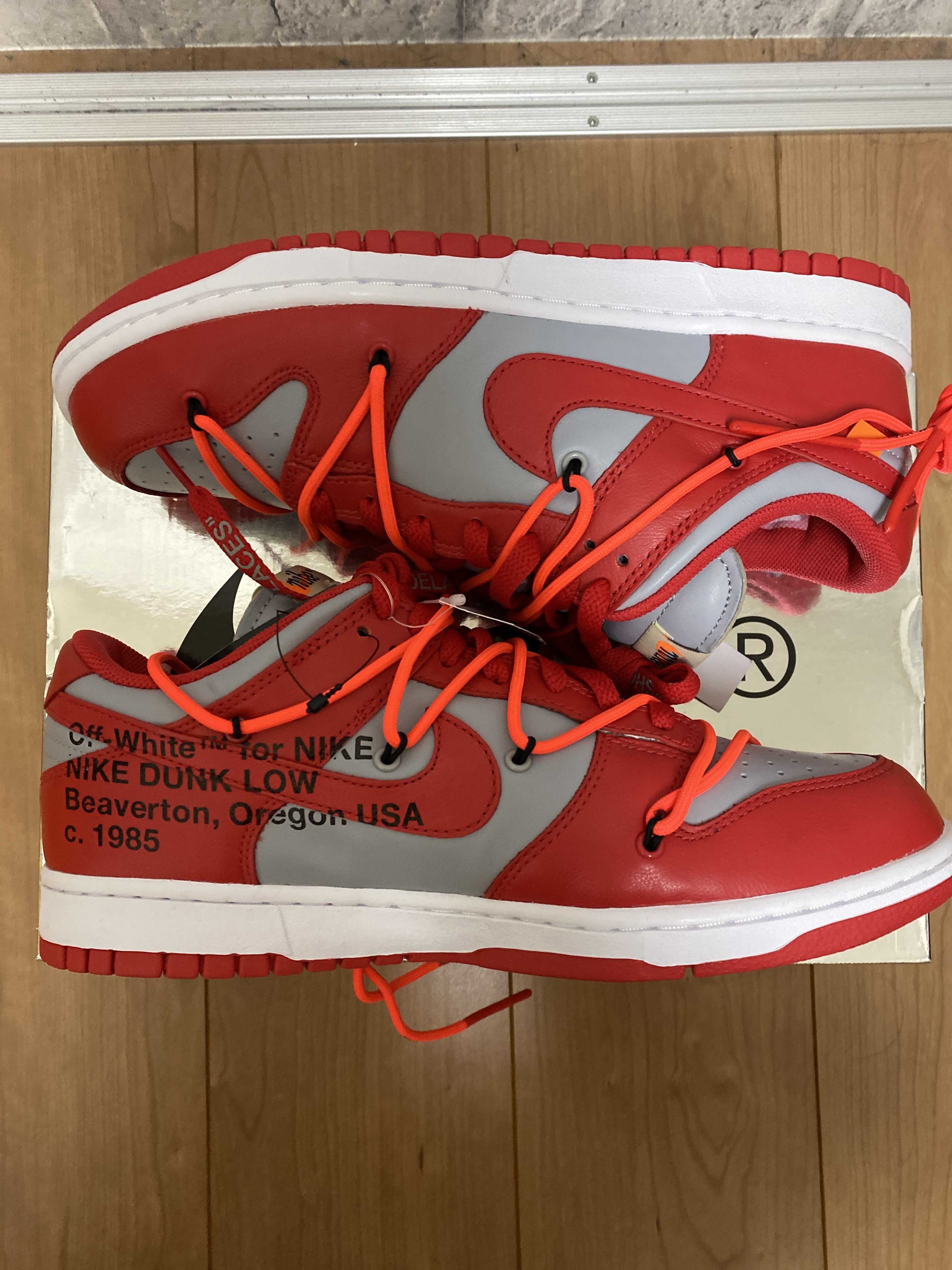 Off-White × Nike Dunk Low "University Red/Wolf Grey"