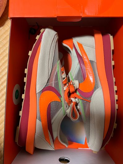 CLOT × Sacai × Nike LD Waffle "Orange Blaze"