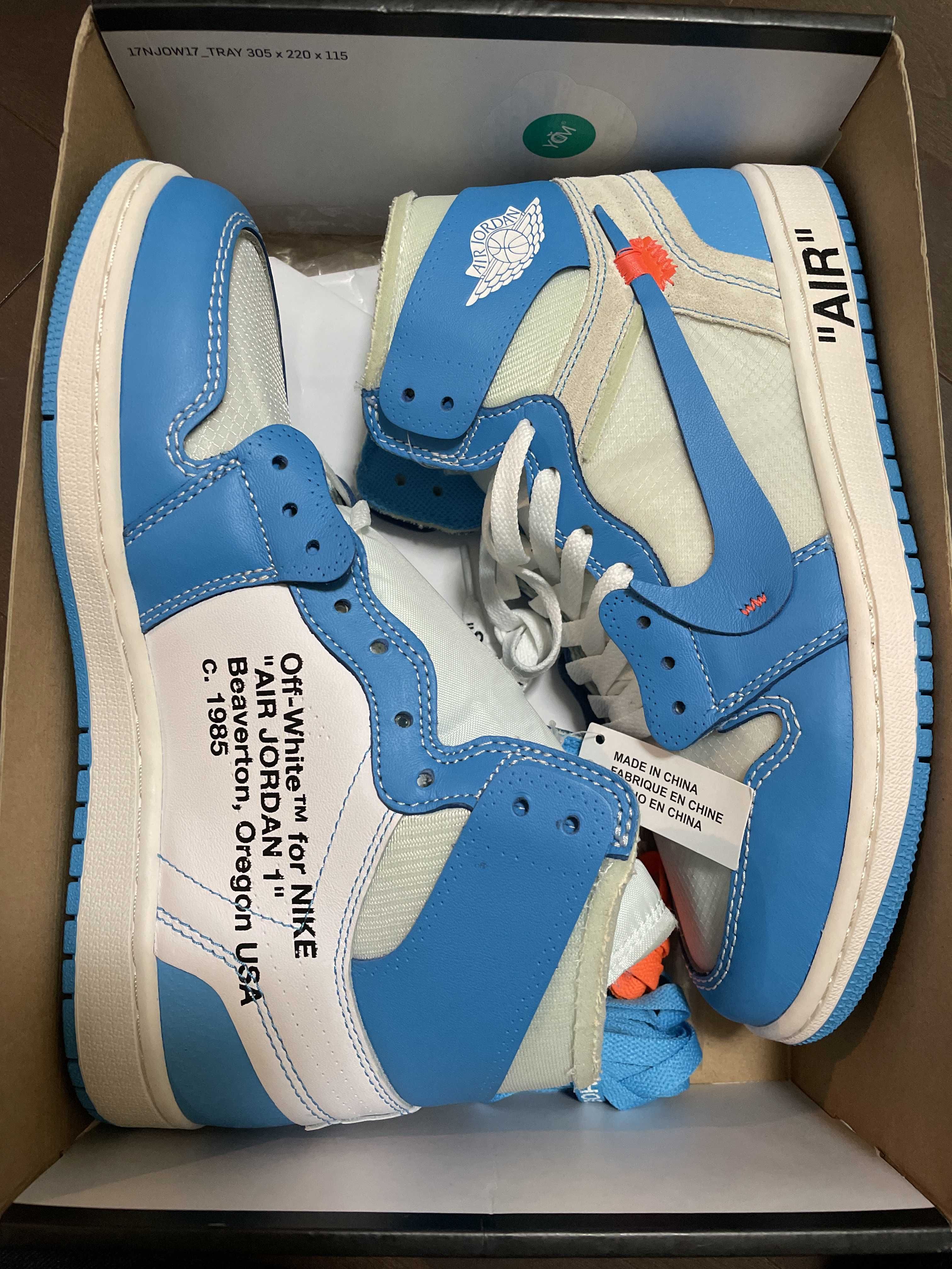 Off-White × Nike Air Jordan 1 High UNC "White/Dark Powder Blue"