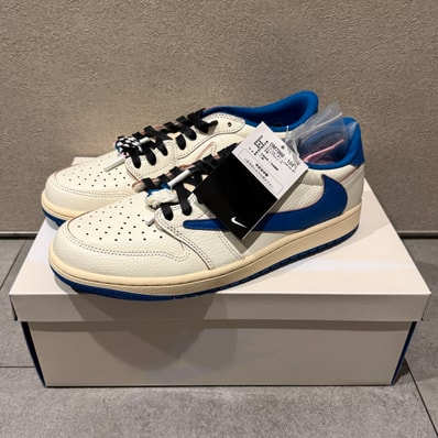 Travis Scott × fragment design × Nike Air Jordan 1 Low OG "Sail/Military Blue"