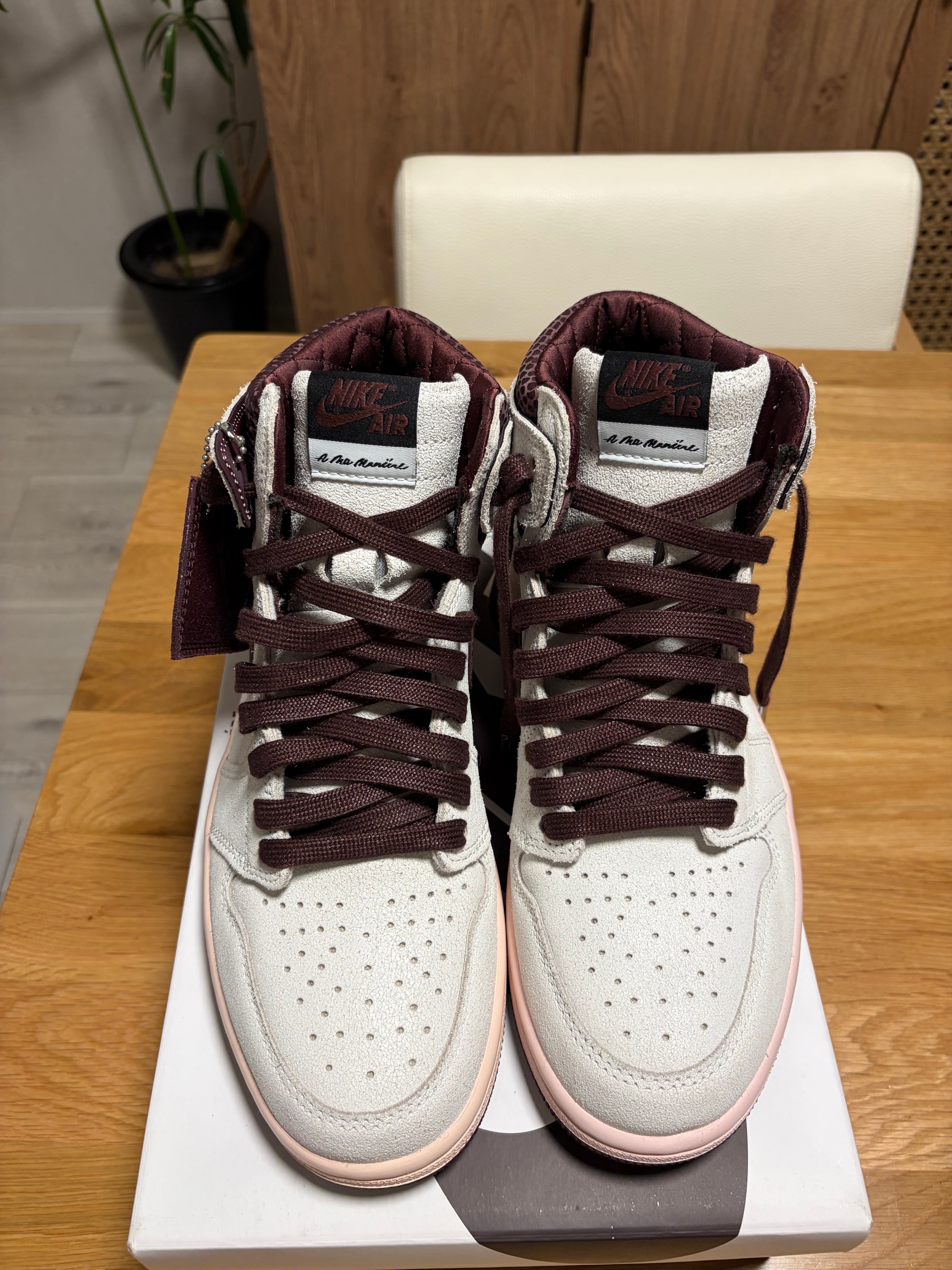 A Ma Maniere × Nike Air Jordan 1 Retro High OG "Sail and Burgundy"