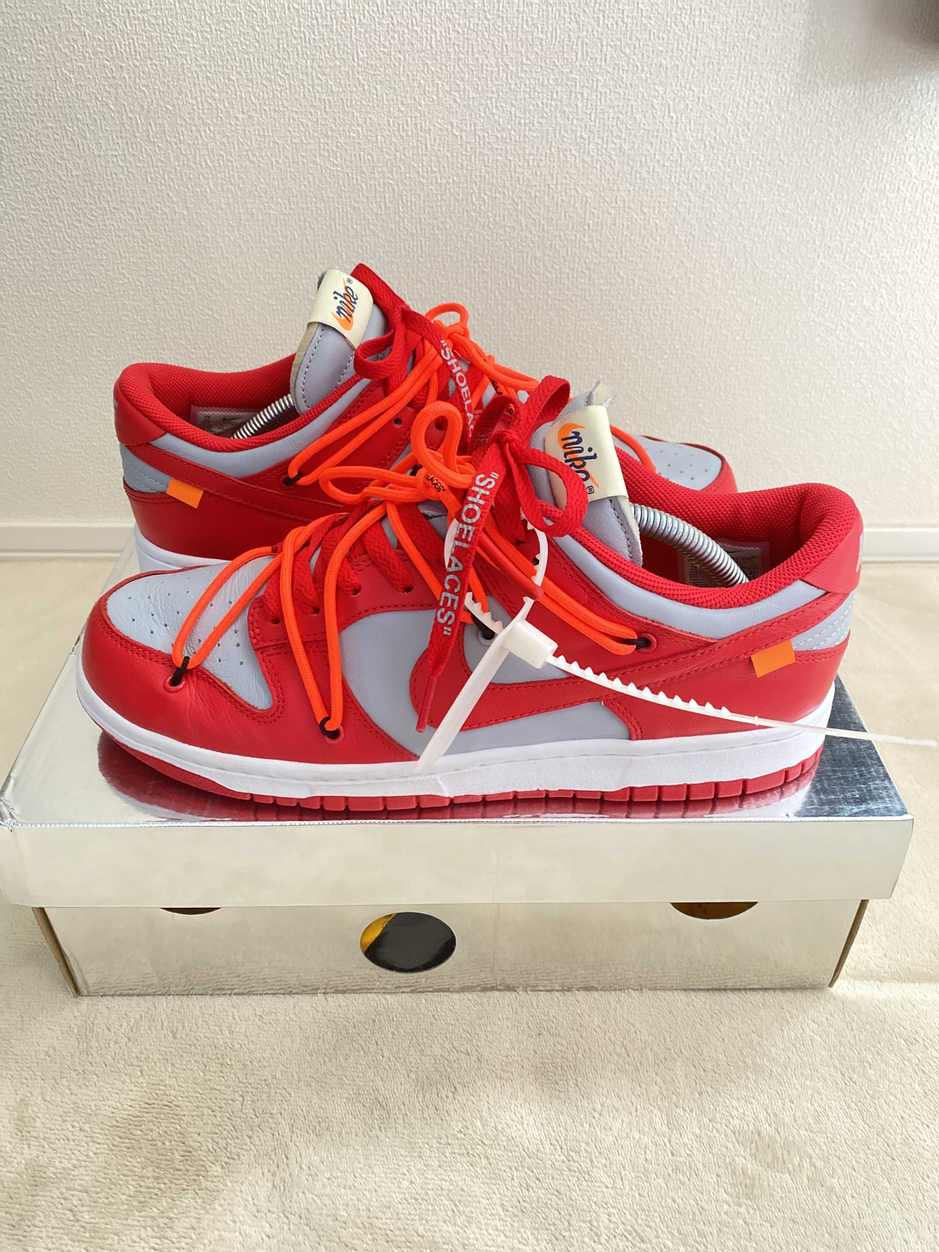 Off-White × Nike Dunk Low "University Red/Wolf Grey"